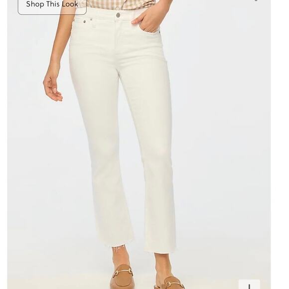 NWT J. Crew Mid-Rise Flare Crop White Jean in Signature Stretch Size 28 - Picture 1 of 7